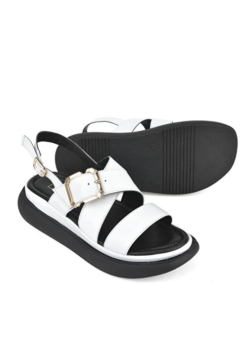 Ziya, Kadın Hakiki Deri Topuklu Sandalet 151992Z302 Beyaz - Görsel 5