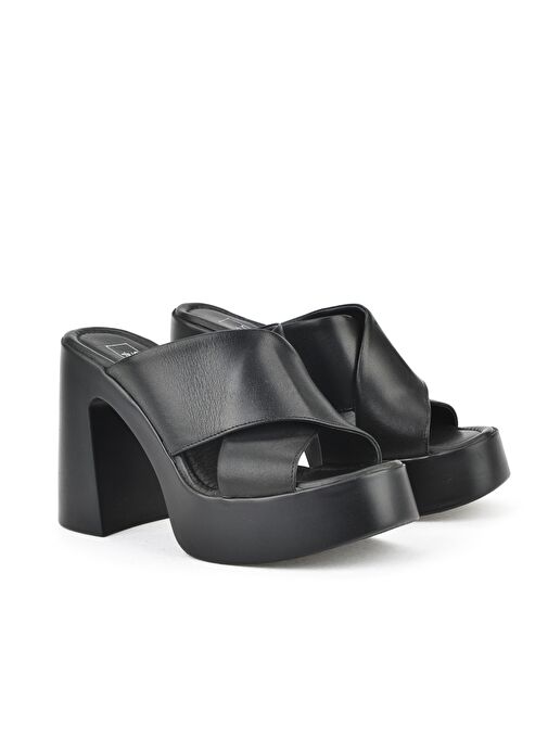 Ziya, Kadın Hakiki Deri Topuklu Terlik 151992Z66001 Siyah - Görsel 3