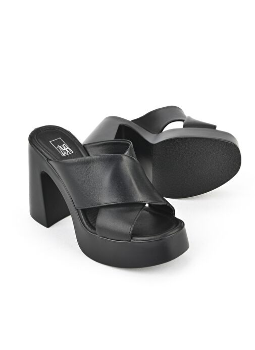 Ziya, Kadın Hakiki Deri Topuklu Terlik 151992Z66001 Siyah - Görsel 5