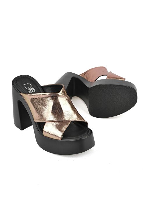 Ziya, Kadın Hakiki Deri Topuklu Terlik 151992Z66001 Rose - Görsel 5