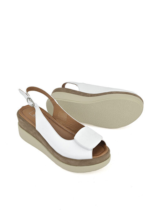 Ziya Beyaz Kadın Deri Topuklu Sandalet 151992Z21010S_500 - Görsel 5