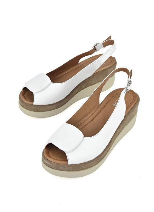 Ziya Beyaz Kadın Deri Topuklu Sandalet 151992Z21010S_500 - Görsel 6