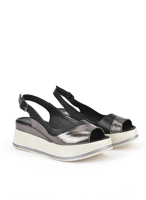 Ziya, Kadın Hakiki Deri Dolgu Topuk Sandalet 151992Z50020 Siyah - Görsel 3