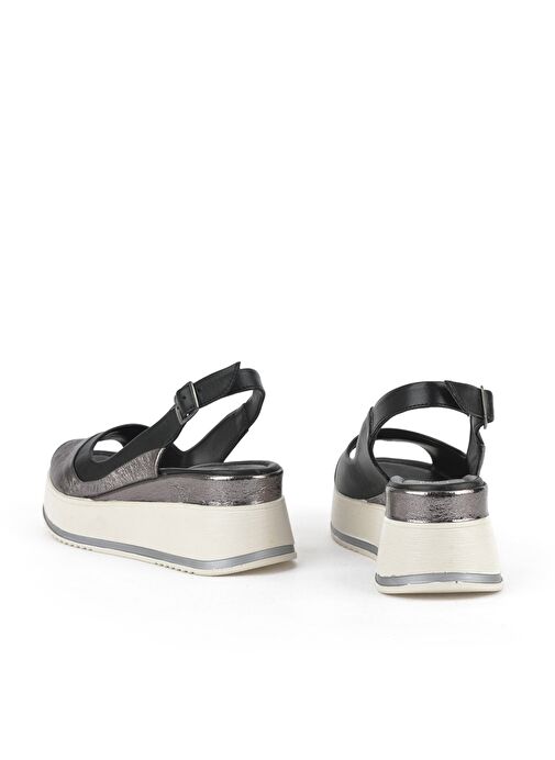 Ziya, Kadın Hakiki Deri Dolgu Topuk Sandalet 151992Z50020 Siyah - Görsel 4