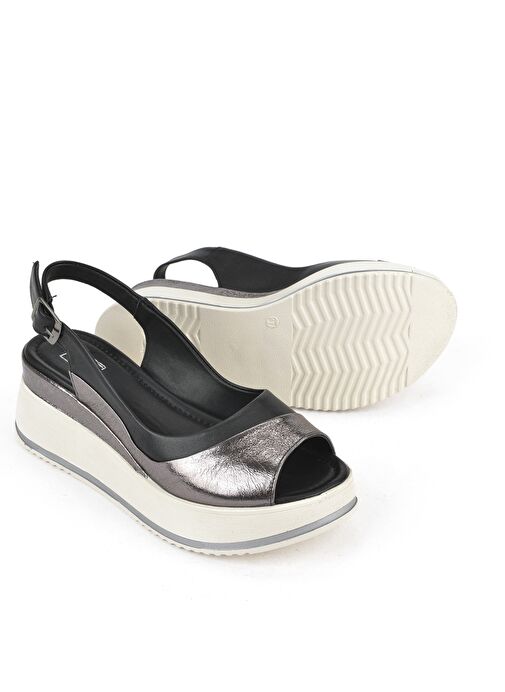 Ziya, Kadın Hakiki Deri Dolgu Topuk Sandalet 151992Z50020 Siyah - Görsel 5