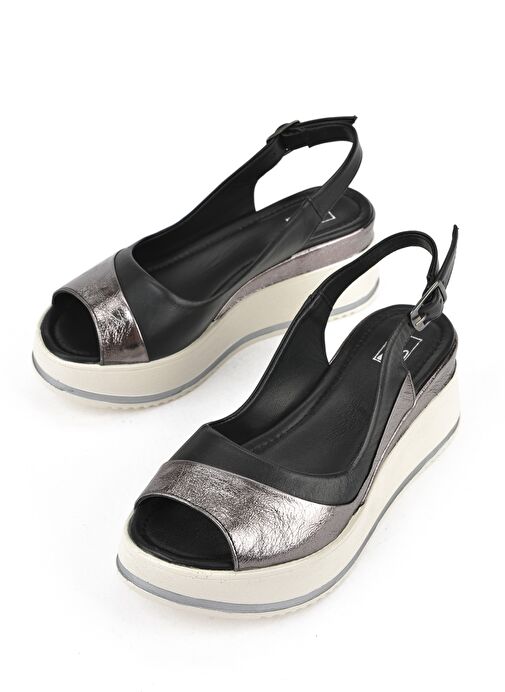 Ziya, Kadın Hakiki Deri Dolgu Topuk Sandalet 151992Z50020 Siyah - Görsel 6