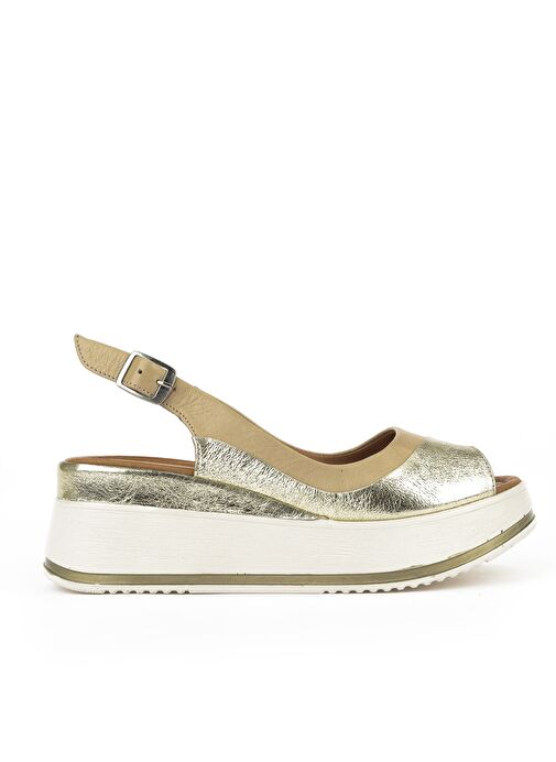 Ziya, Kadın Hakiki Deri Dolgu Topuk Sandalet 151992Z50020 Bej - Görsel 2