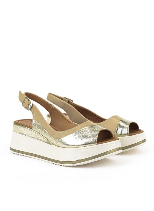 Ziya, Kadın Hakiki Deri Dolgu Topuk Sandalet 151992Z50020 Bej - Görsel 3