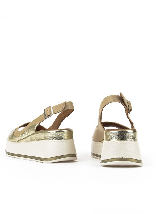 Ziya, Kadın Hakiki Deri Dolgu Topuk Sandalet 151992Z50020 Bej - Görsel 4