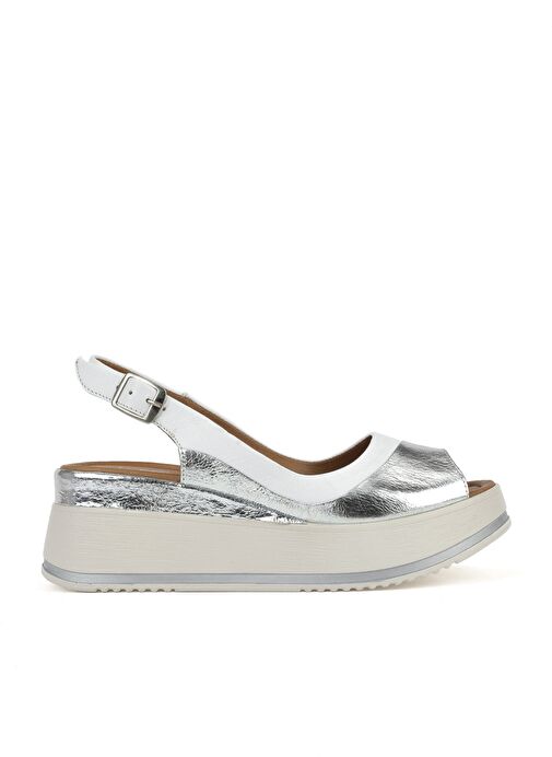 Ziya, Kadın Hakiki Deri Dolgu Topuk Sandalet 151992Z50020 Beyaz - Görsel 2