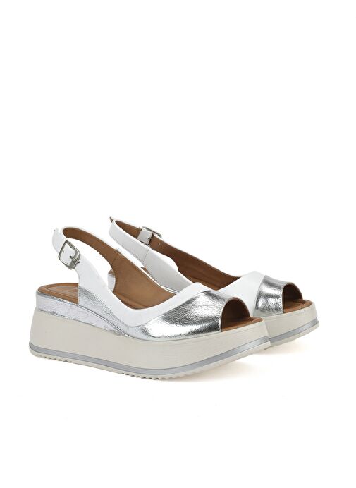 Ziya, Kadın Hakiki Deri Dolgu Topuk Sandalet 151992Z50020 Beyaz - Görsel 3