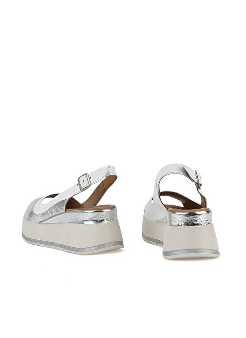 Ziya, Kadın Hakiki Deri Dolgu Topuk Sandalet 151992Z50020 Beyaz - Görsel 4