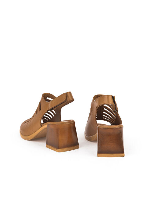 Ziya, Kadın Hakiki Deri Topuklu Sandalet 151992Z12001 Taba - Görsel 4