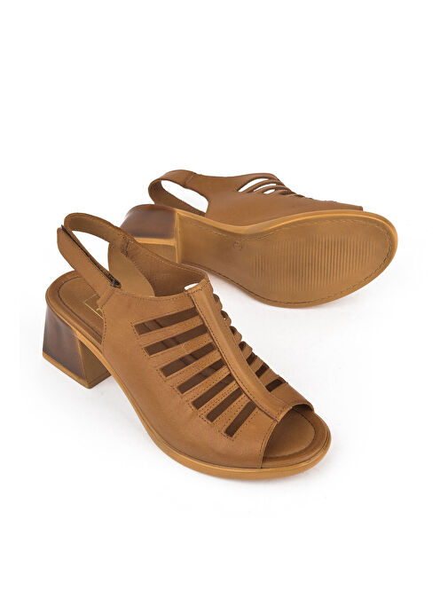 Ziya, Kadın Hakiki Deri Topuklu Sandalet 151992Z12001 Taba - Görsel 5