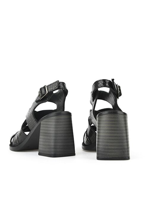 Ziya, Kadın Hakiki Deri Topuklu Sandalet 151992Z54013 Siyah - Görsel 4