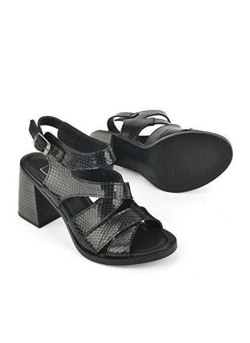 Ziya, Kadın Hakiki Deri Topuklu Sandalet 151992Z54013 Siyah - Görsel 5