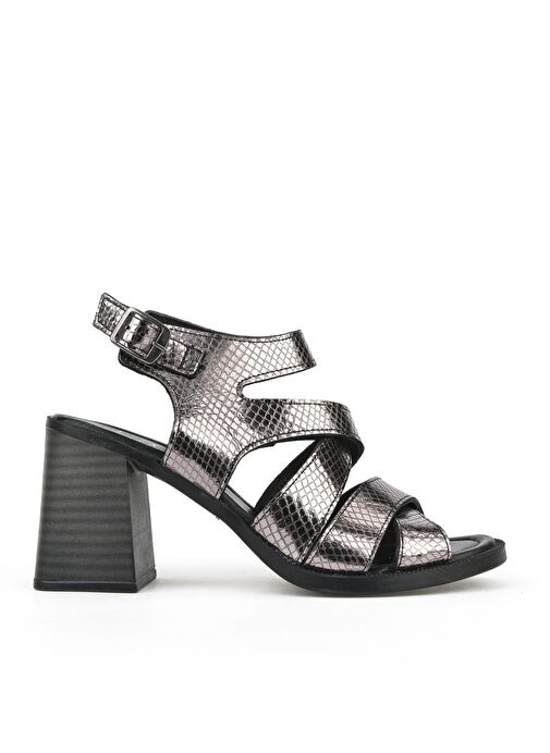 Ziya, Kadın Hakiki Deri Topuklu Sandalet 151992Z54013 Platin - Görsel 2