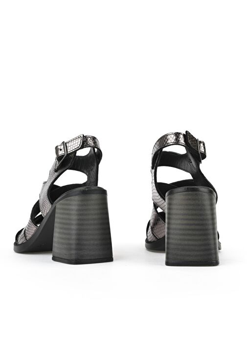 Ziya, Kadın Hakiki Deri Topuklu Sandalet 151992Z54013 Platin - Görsel 4