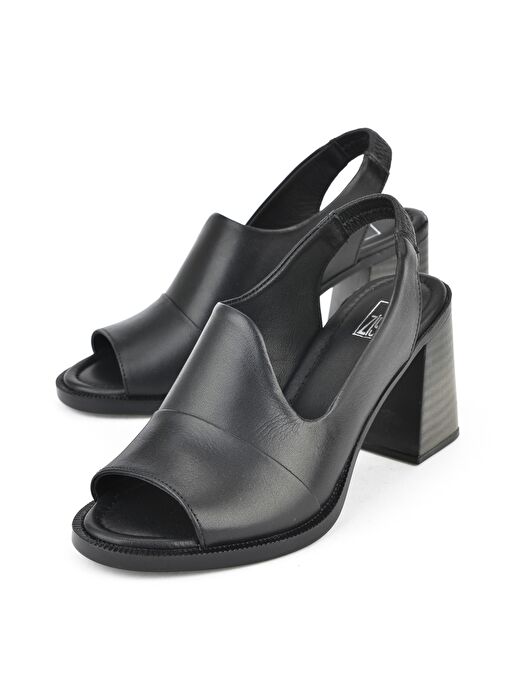 Ziya, Kadın Hakiki Deri Topuklu Sandalet 151992Z54004 Siyah - Görsel 6