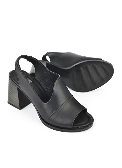 Ziya, Kadın Hakiki Deri Topuklu Sandalet 151992Z54004 Siyah - Görsel 5
