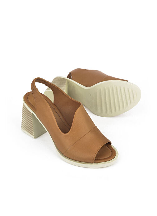 Ziya, Kadın Hakiki Deri Topuklu Sandalet 151992Z54004 Taba - Görsel 5