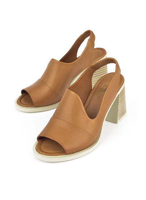 Ziya, Kadın Hakiki Deri Topuklu Sandalet 151992Z54004 Taba - Görsel 6