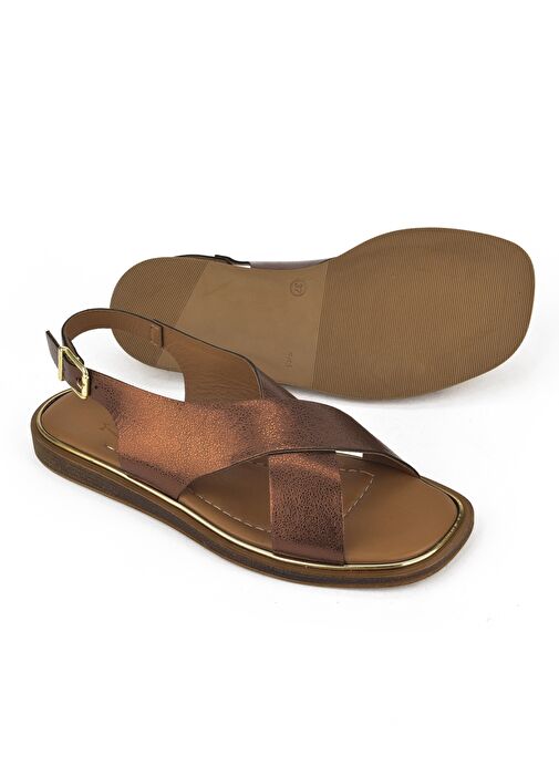 Ziya, Kadın Hakiki Deri Sandalet 1511032Z11500 Bronz - Görsel 5