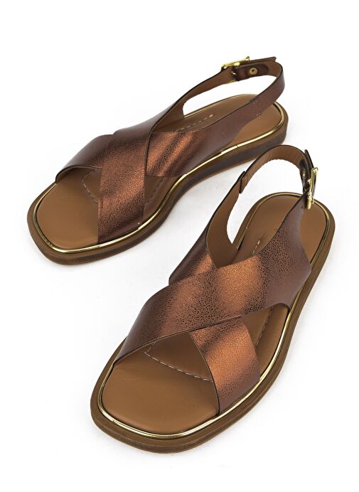 Ziya, Kadın Hakiki Deri Sandalet 1511032Z11500 Bronz - Görsel 6
