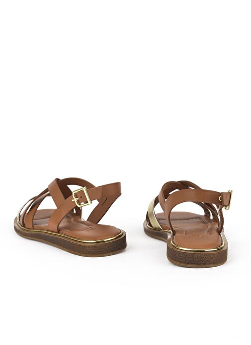Ziya, Kadın Hakiki Deri Sandalet 1511032Z11501 Taba - Görsel 4