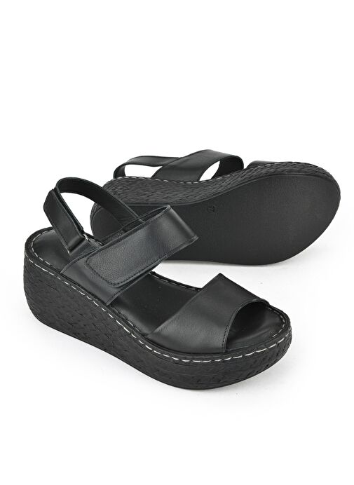 Ziya, Kadın Hakiki Deri Dolgu Topuk Sandalet 1511032Z7706 Siyah - Görsel 5