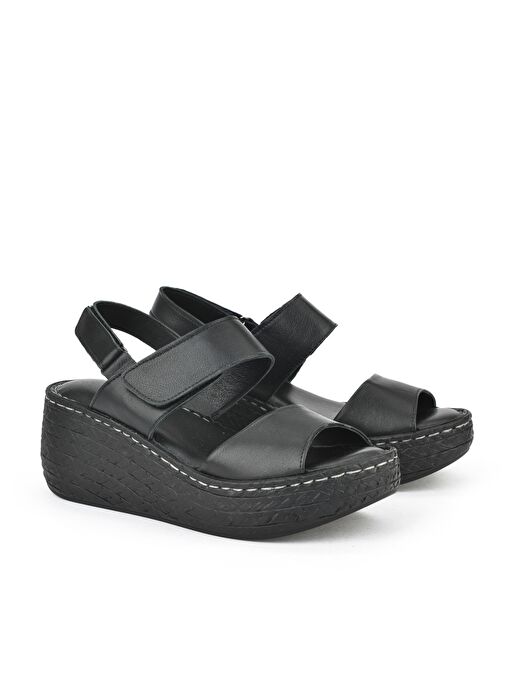 Ziya, Kadın Hakiki Deri Dolgu Topuk Sandalet 1511032Z7706 Siyah - Görsel 3