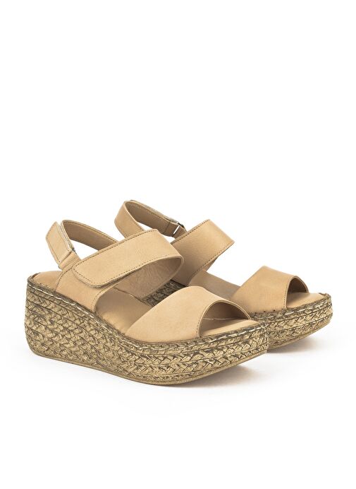 Ziya, Kadın Hakiki Deri Dolgu Topuk Sandalet 1511032Z7706 Nude - Görsel 3