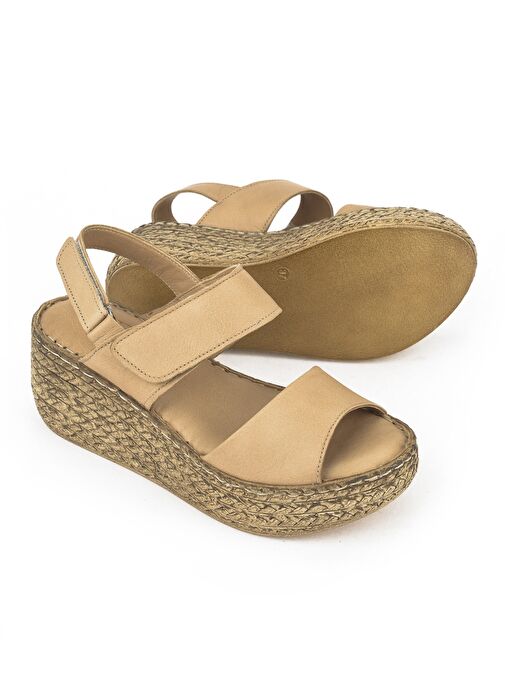 Ziya, Kadın Hakiki Deri Dolgu Topuk Sandalet 1511032Z7706 Nude - Görsel 5