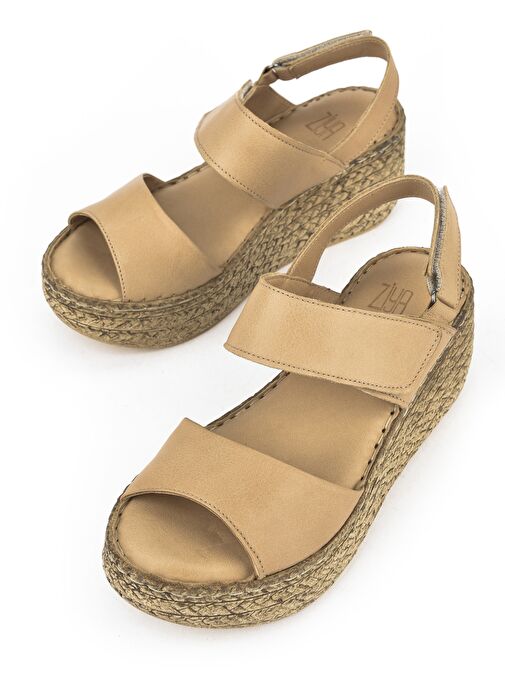 Ziya, Kadın Hakiki Deri Dolgu Topuk Sandalet 1511032Z7706 Nude - Görsel 6