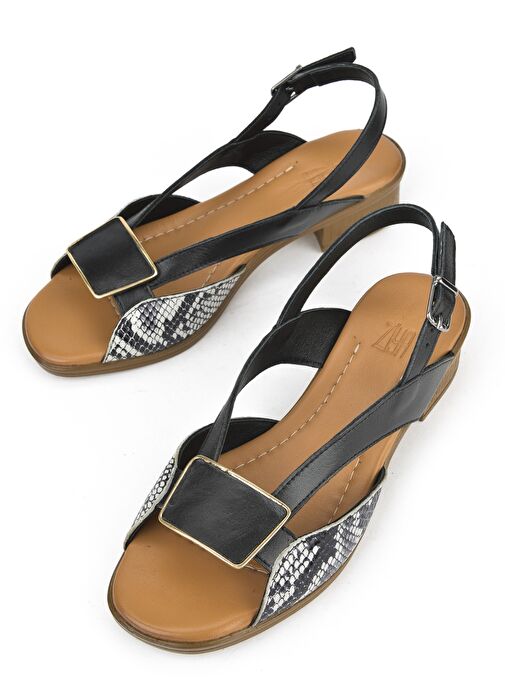 Ziya, Kadın Hakiki Deri Topuklu Sandalet 1511032Z6020 Siyah - Görsel 6