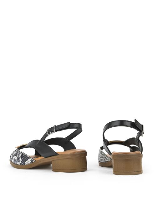 Ziya, Kadın Hakiki Deri Topuklu Sandalet 1511032Z6020 Siyah - Görsel 4