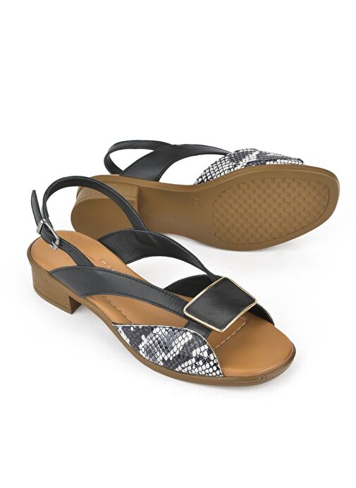 Ziya, Kadın Hakiki Deri Topuklu Sandalet 1511032Z6020 Siyah - Görsel 5