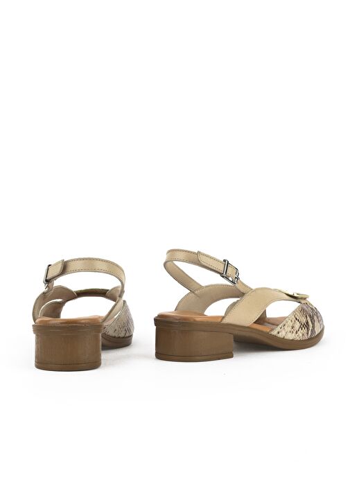Ziya, Kadın Hakiki Deri Topuklu Sandalet 1511032Z6020 Bej - Görsel 4