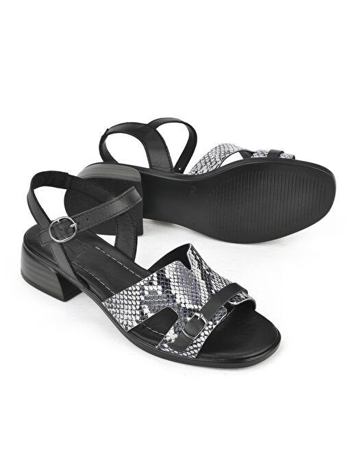 Ziya, Kadın Hakiki Deri Topuklu Sandalet 1511032Z10209 Siyah - Görsel 5