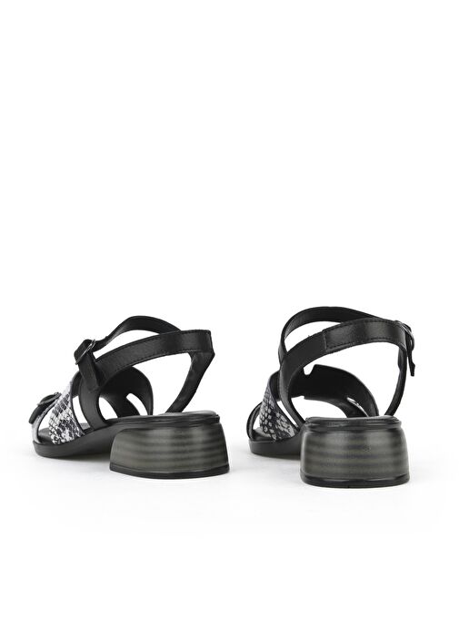 Ziya, Kadın Hakiki Deri Topuklu Sandalet 1511032Z10209 Siyah - Görsel 4