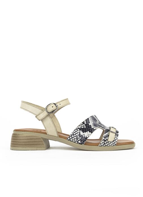 Ziya, Kadın Hakiki Deri Topuklu Sandalet 1511032Z10209 Kırık Beyaz - Görsel 2