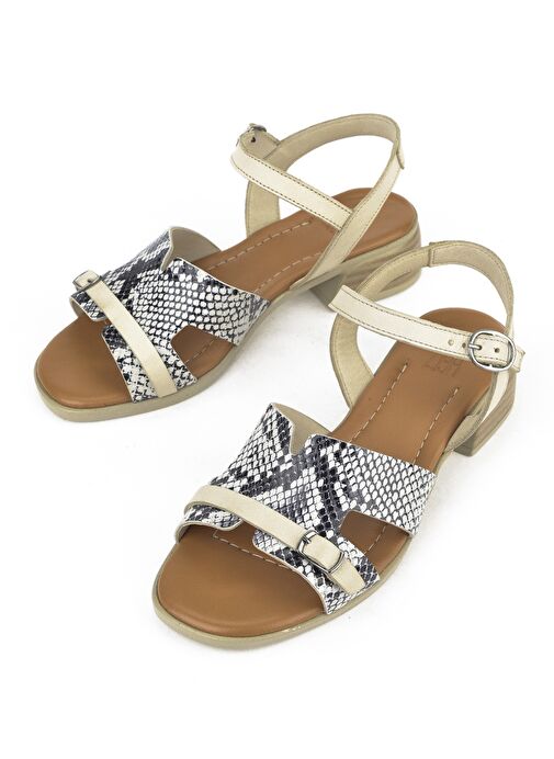 Ziya, Kadın Hakiki Deri Topuklu Sandalet 1511032Z10209 Kırık Beyaz - Görsel 6