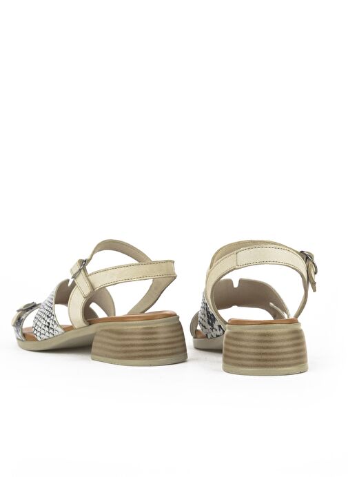 Ziya, Kadın Hakiki Deri Topuklu Sandalet 1511032Z10209 Kırık Beyaz - Görsel 4