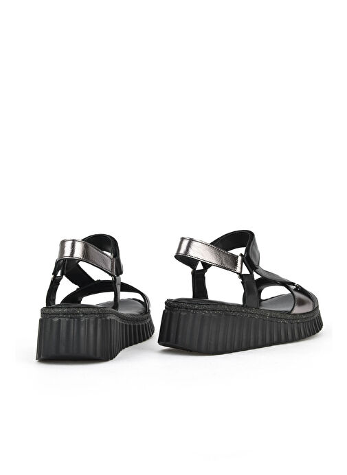 Ziya Siyah-Gümüş Kadın Deri Sandalet 1511008Z413_000 - Görsel 4