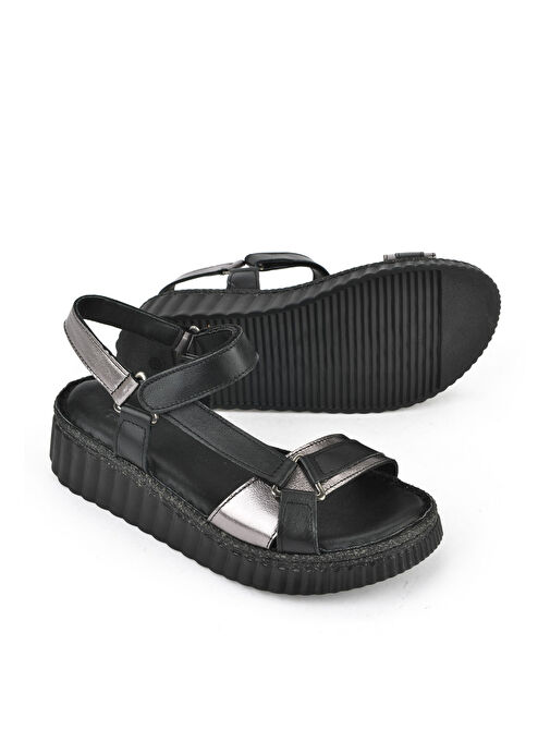 Ziya Siyah-Gümüş Kadın Deri Sandalet 1511008Z413_000 - Görsel 5