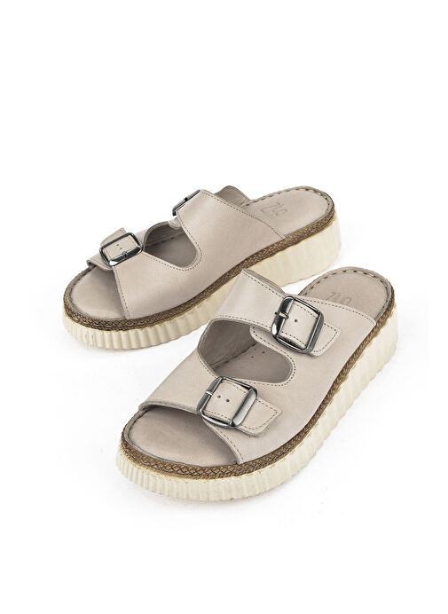 Ziya Gri Kadın Deri Terlik 1511008Z188_011 - Görsel 6