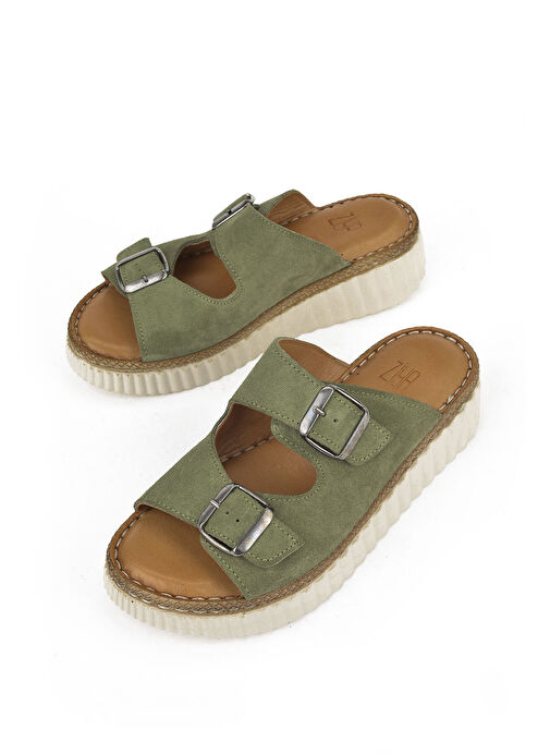 Ziya Yeşil Kadın Deri Terlik 1511008Z1882_630 - Görsel 6