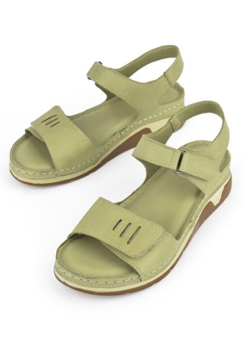 Ziya, Kadın Hakiki Deri Sandalet 1511008Z22 Yeşil - Görsel 6
