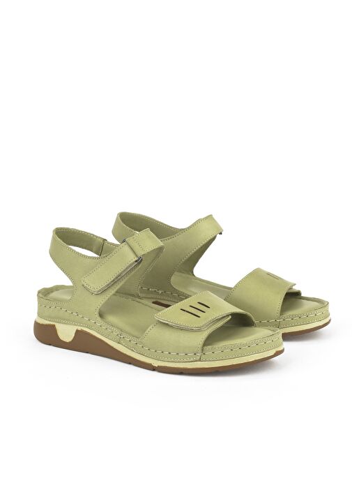 Ziya, Kadın Hakiki Deri Sandalet 1511008Z22 Yeşil - Görsel 3