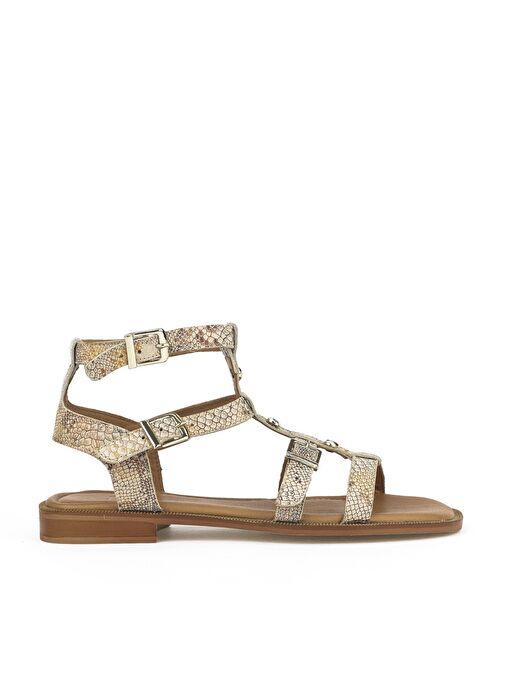 Ziya, Kadın Hakiki Deri Sandalet 1511047Z16222 Bej-Yılan - Görsel 2